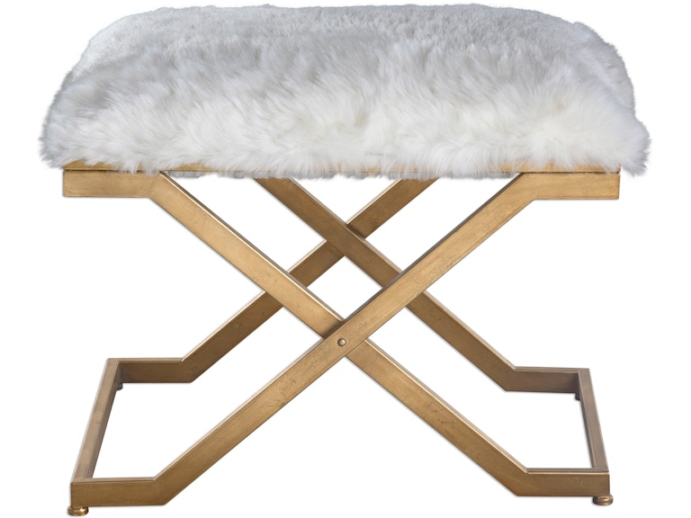 Uttermost Living Room Farran Fur Small Bench 23278 at Norwood Furniture