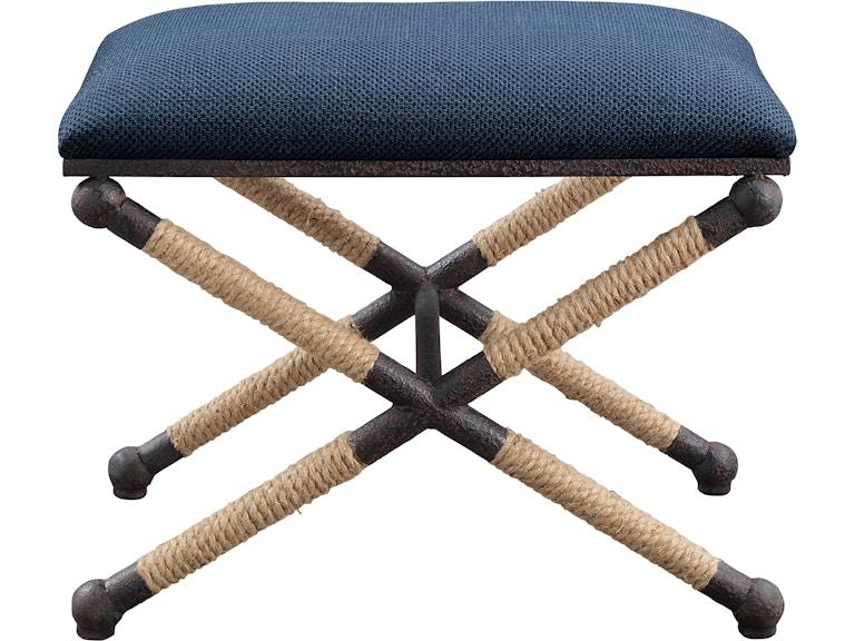 Uttermost Living Room Firth Small Navy Fabric Bench 23598 at Norwood Furniture