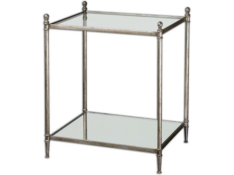 Uttermost Living Room Gannon Mirrored Glass End Table 24282 at Norwood Furniture