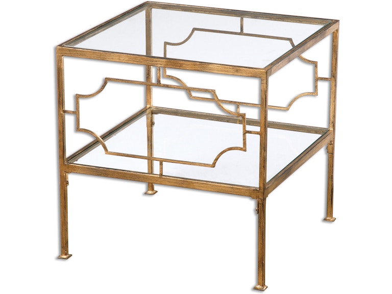 Uttermost Living Room Genell Gold Cube Table 24477 at Norwood Furniture