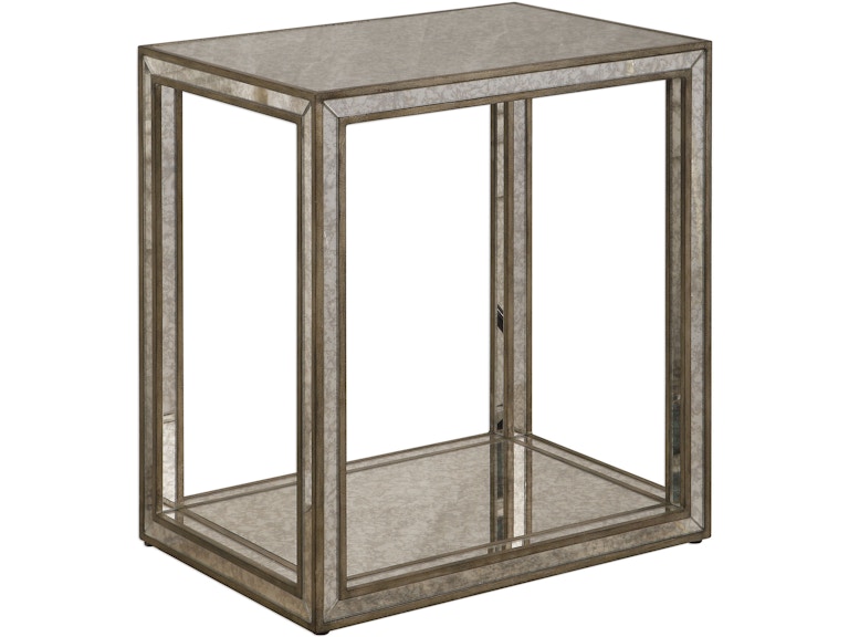 Uttermost Living Room Julie Mirrored End Table 24858 at Norwood Furniture