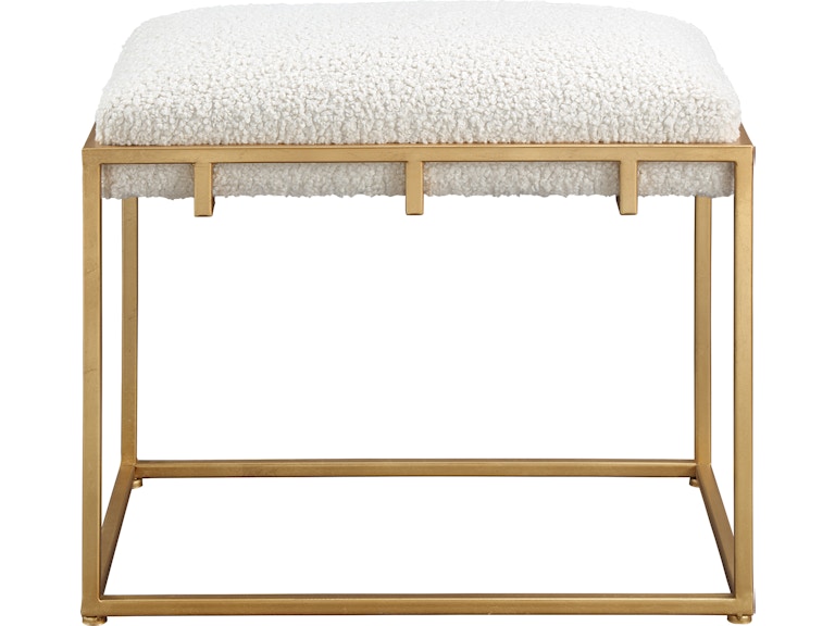 Uttermost Living Room Paradox Small Gold And White Shearling Bench 23663 At Norwood Furniture