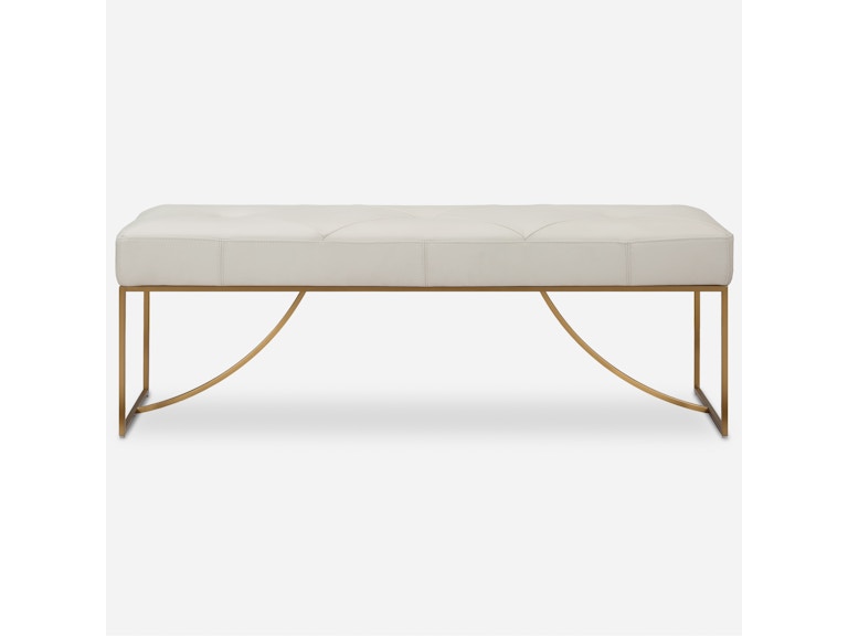 Uttermost Living Room Swale Ivory Leather Bench 23843 at Norwood Furniture