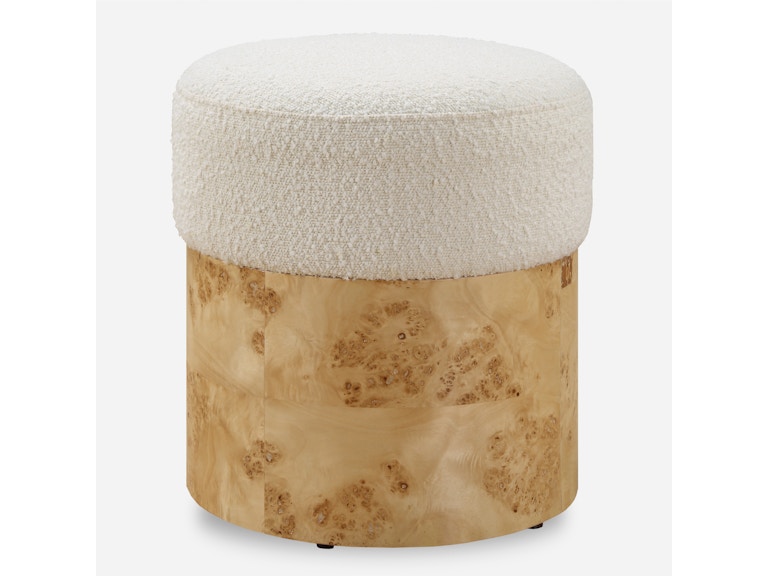 Uttermost Living Room Swirls Poplar Ivory Ottoman 23855 at Norwood Furniture
