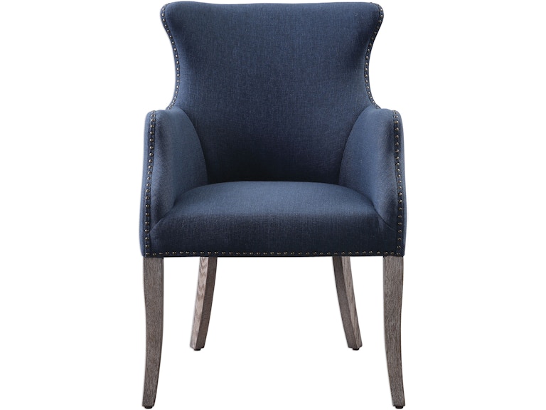 Uttermost Living Room Yareena Blue Wing Chair 23499 at Norwood Furniture