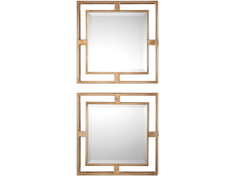Uttermost Mirrors Allick Gold Square Mirrors Set/2 09234 At Norwood Furniture