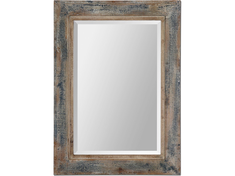 Uttermost Mirrors Bozeman Distressed Blue Mirror 13829 at Norwood Furniture