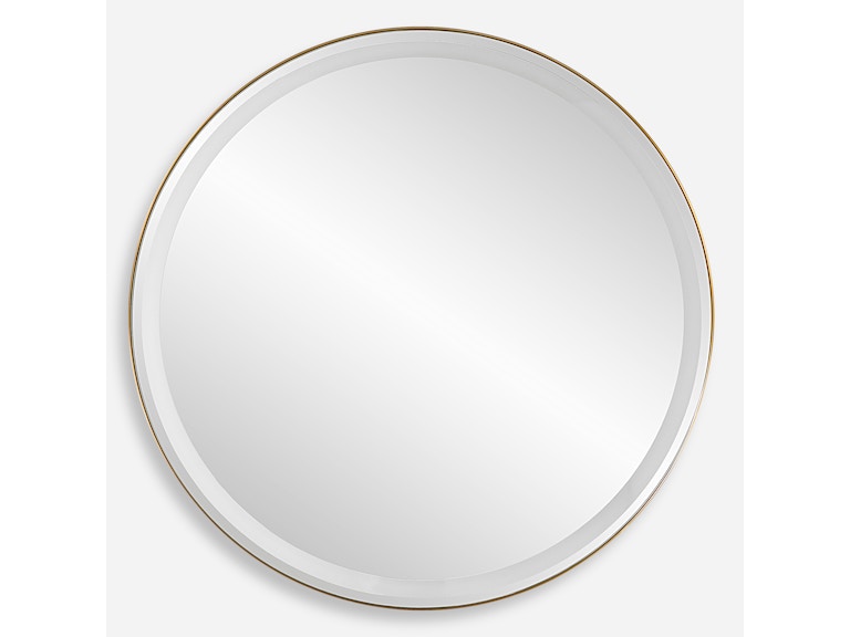 Uttermost Mirrors Crofton Lighted Brass Round Mirror 09947 at Norwood Furniture