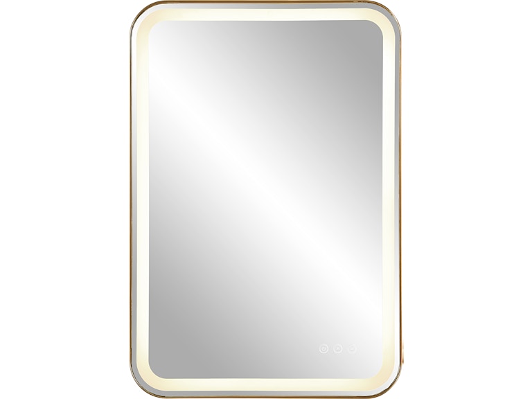 Uttermost Mirrors Crofton Lighted Brass Vanity Mirror 09862 at Norwood Furniture
