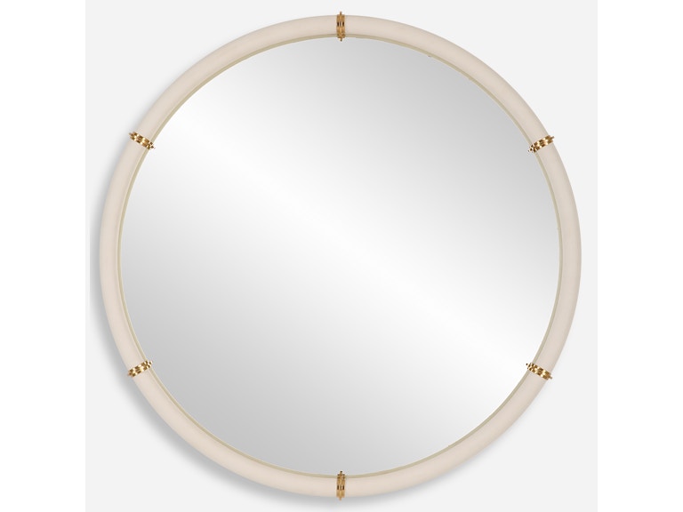 Uttermost Mirrors Cyprus White Round Mirror 09950 at Norwood Furniture