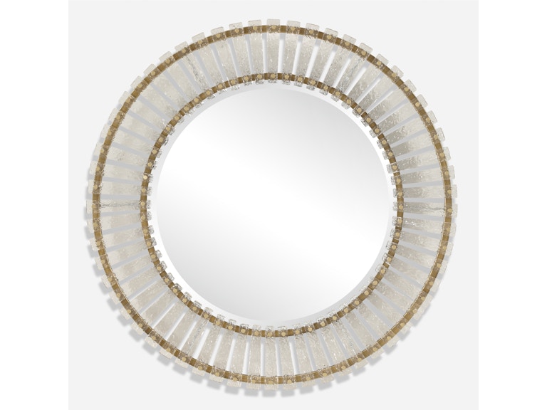 Uttermost Mirrors Denali Textured Glass Round Mirror 09997 at Norwood Furniture