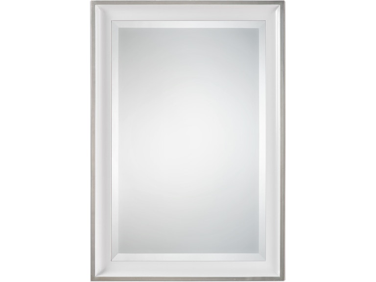 Uttermost Mirrors Lahvahn White Silver Mirror 09081 at Norwood Furniture