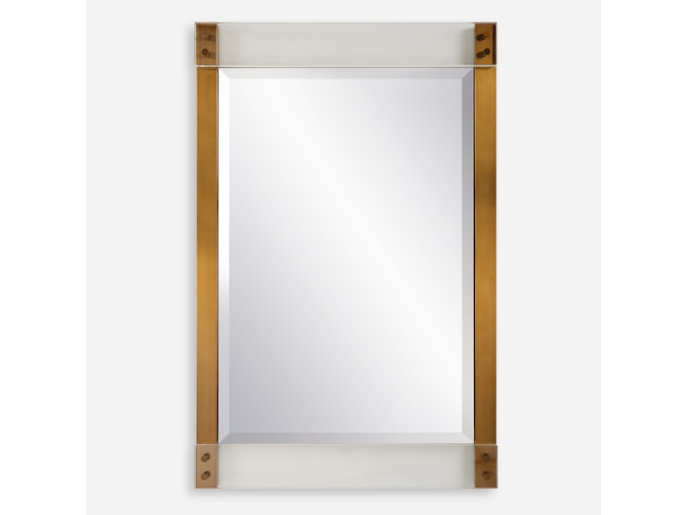 Uttermost Mirrors Nera Plated Brass Mirror 09953 at Norwood Furniture