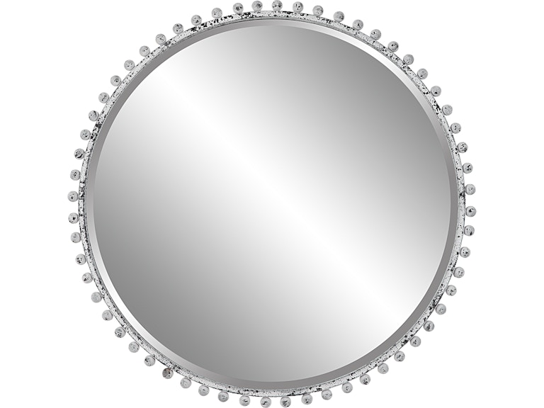 Uttermost Mirrors TAZA ROUND MIRROR ANTIQUE WHITE 09770 at Norwood Furniture