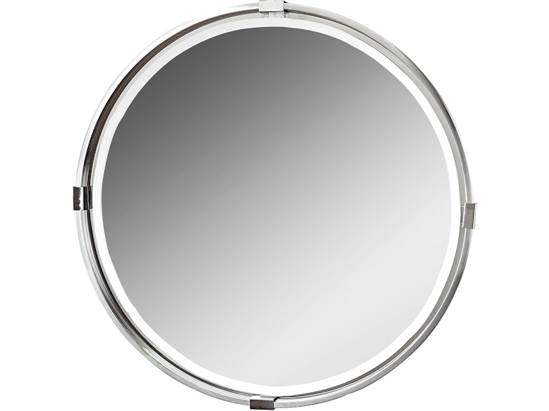 Uttermost Mirrors Tazlina Brushed Nickel Round Mirror 09109 at Norwood Furniture