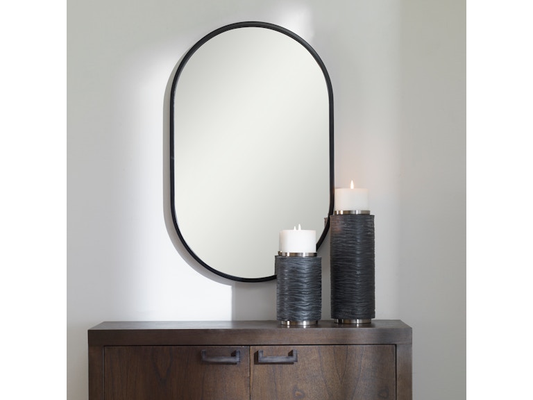 Uttermost Mirrors Varina Minimalist Black Oval Mirror 09735 at Norwood Furniture