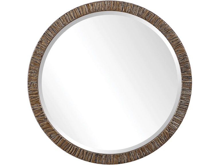Uttermost Mirrors Wayde Gold Bark Round Mirror 09459 at Norwood Furniture
