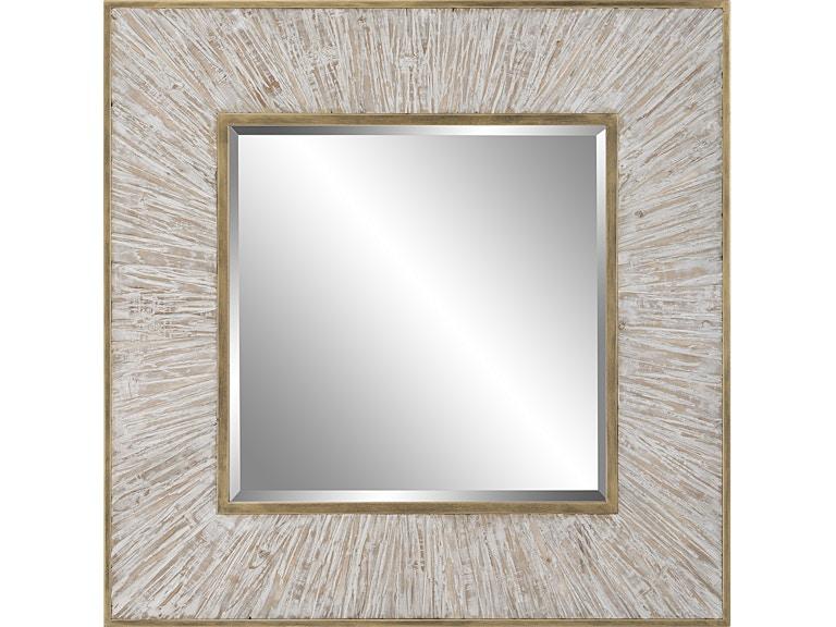 Uttermost Mirrors Wharton Whitewashed Square Mirror 09854 at Norwood Furniture