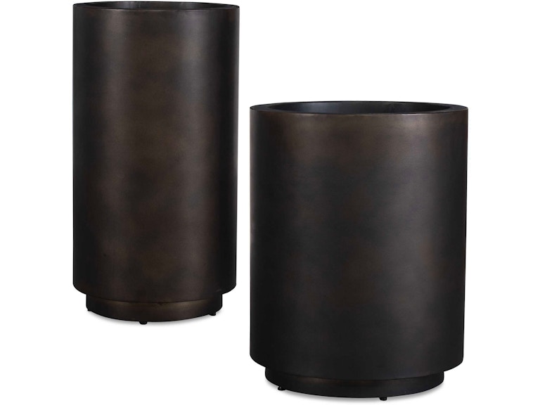 Uttermost Outdoor Volcan Matte Bronze Outdoor Planters Set/2 18276 at Norwood Furniture