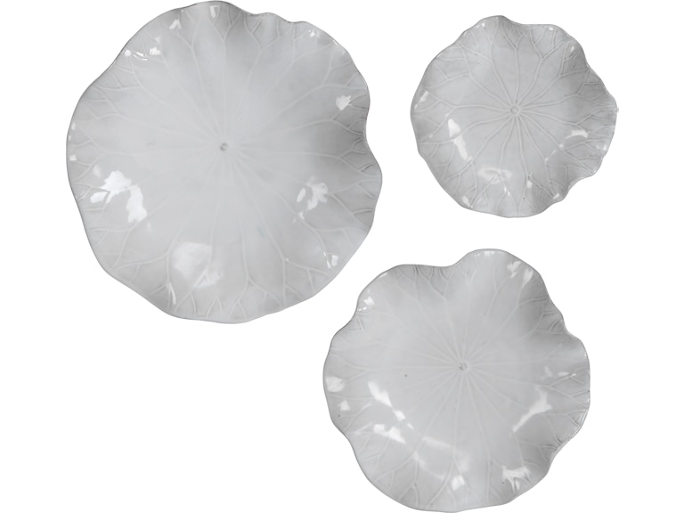 Uttermost Wall Decor Abella Ceramic Wall Decor Set/3 White 04234 At Norwood Furniture