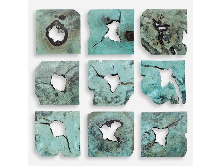 Uttermost Wall Decor Bahati Wood Wall Decor In Blue Set/9 04359 at Norwood Furniture