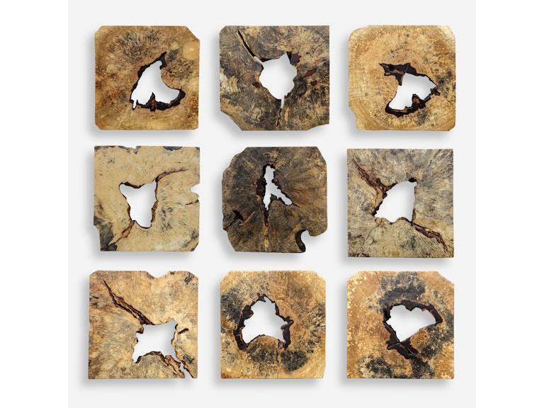 Uttermost Wall Decor Bahati Wood Wall Decor In Natural Set/9 04360 at Norwood Furniture