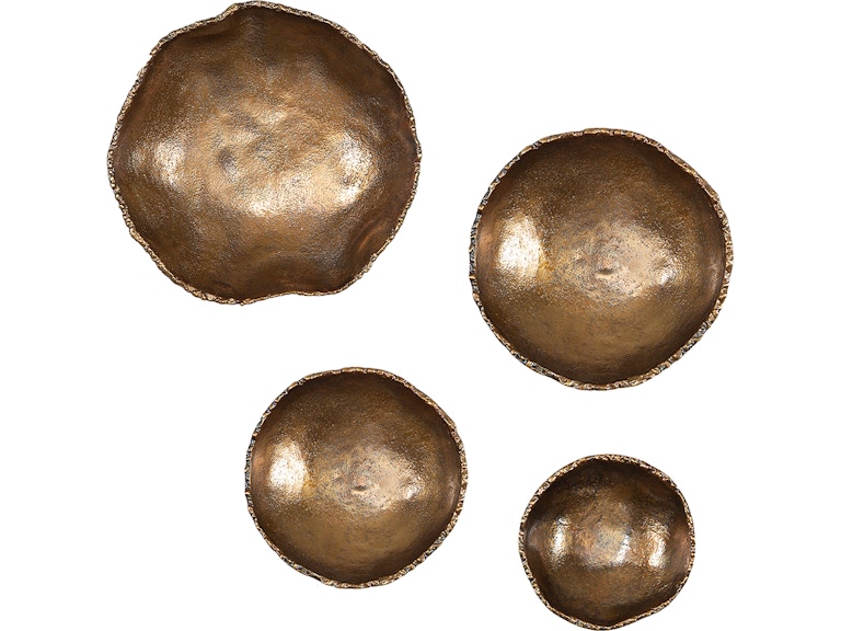 Uttermost Wall Decor Lucky Coins Brass Wall Bowls Set/4 04299 At Norwood Furniture