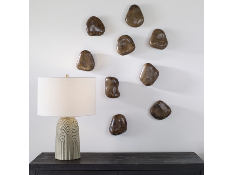 Uttermost Wall Decor Pebbles Walnut Wood Wall Decor Set/9 04323 at Norwood Furniture