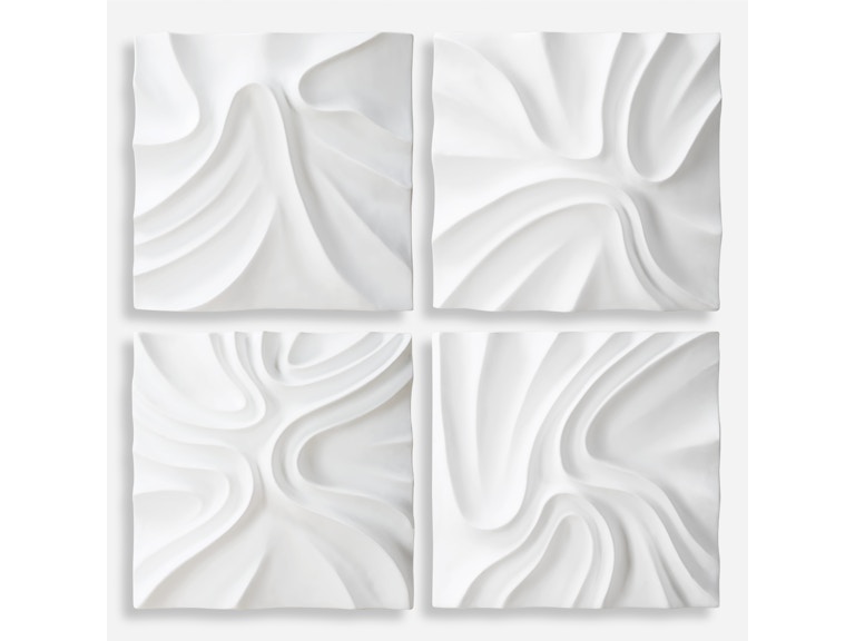 Uttermost Wall Decor Snowdrift Sculpted White Wall Decor Set/4 04368 at Norwood Furniture