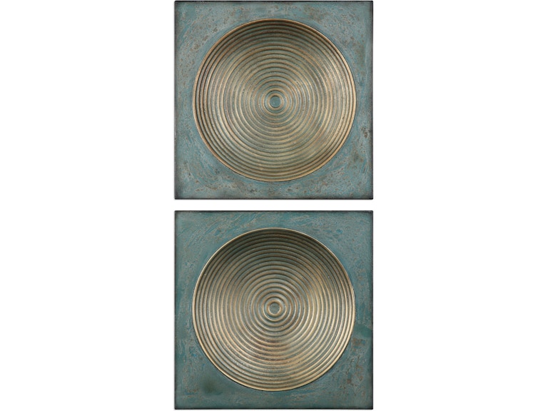 Uttermost Wall Decor Sybil Antique Gold Squares Set/2 04106 At Norwood Furniture